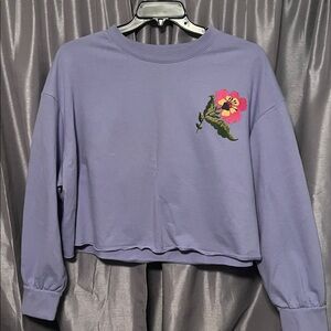 Purple Women's Sweater with Floral Embroidery